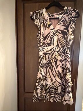 Bar III Pink Zebra-Print Ruffle Dress